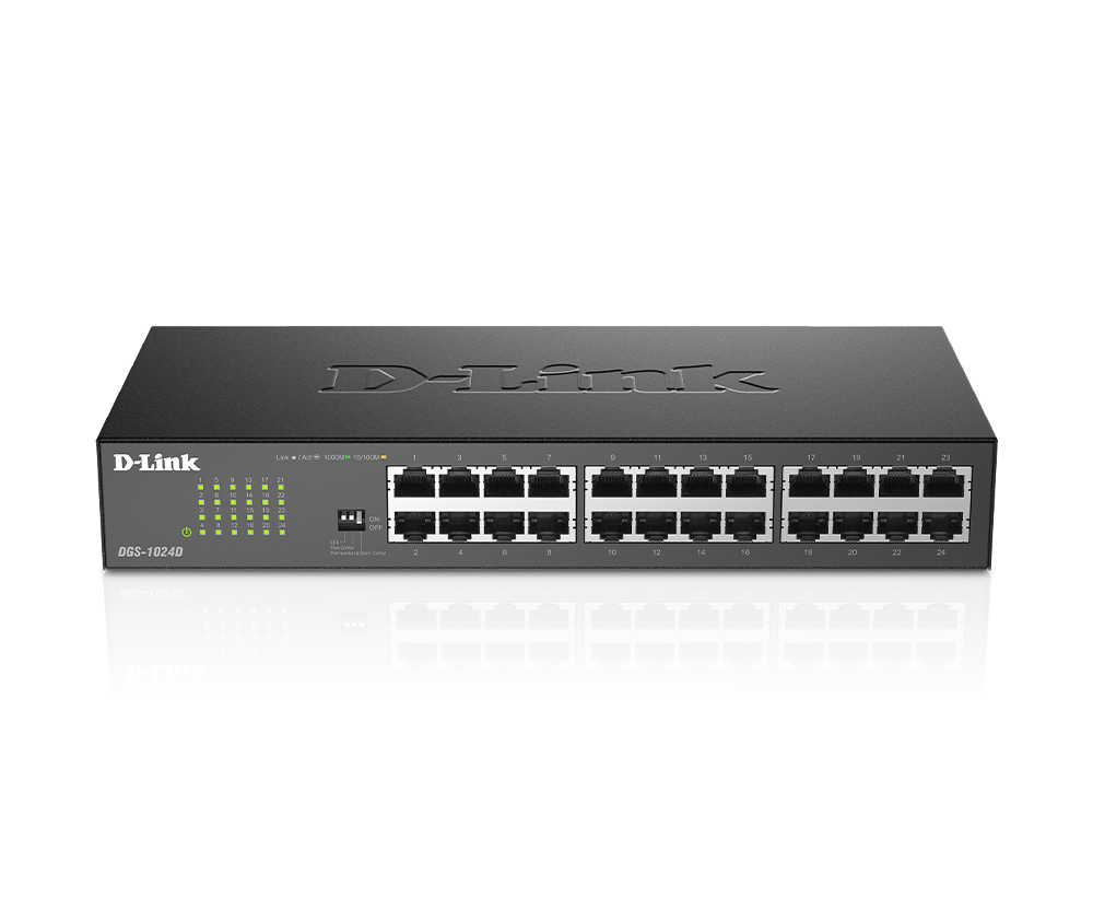 D-Link DGS-1024D 24 埠Gigabit無網管交換器 網管交換器（：來源頁提供官方型號與產品資訊）架構示意