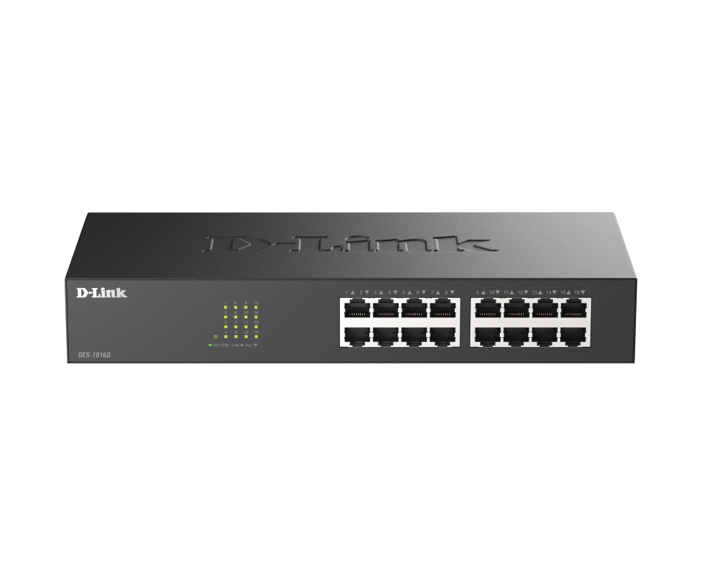 D-Link DES-1016D 16-Port 快速乙太網路 Unmanaged Desktop Switch 網管交換器（：是網管交換器）架構示意