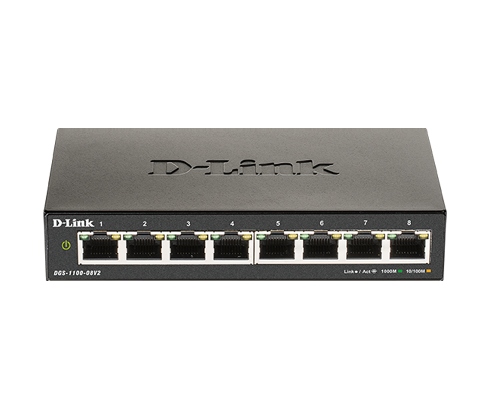 D-Link DGS-1100-08V2 8埠 Gigabit Easy Smart簡易智慧網管交換器 網管交換器（：來源頁提供官方型號與產品資訊）架構示意