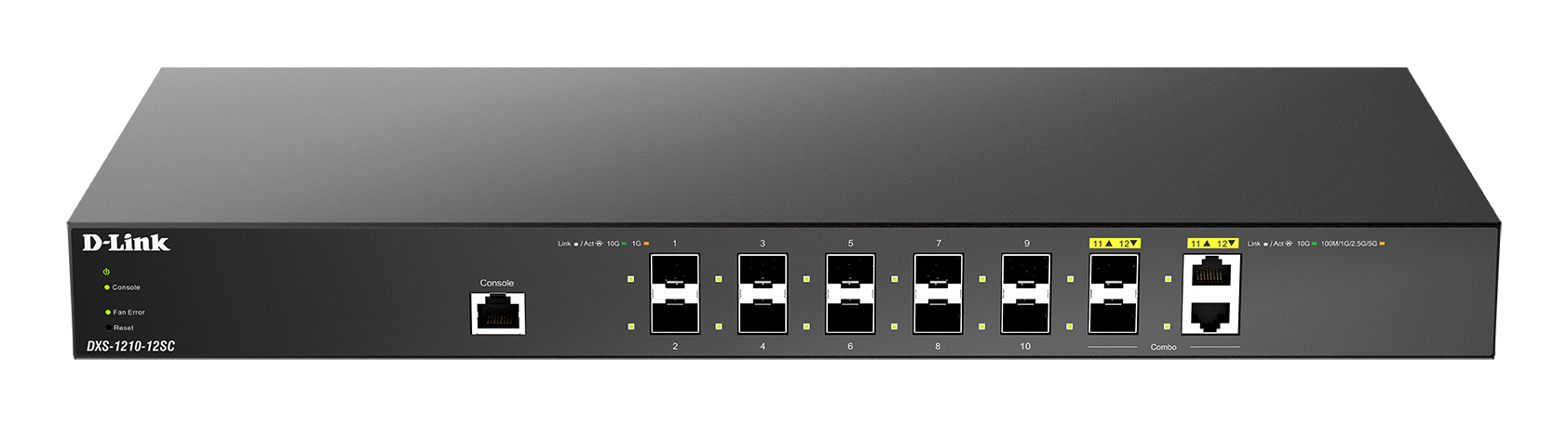 D-Link DXS-1210 12SC 網管交換器（：來源頁提供官方型號與產品資訊）架構示意