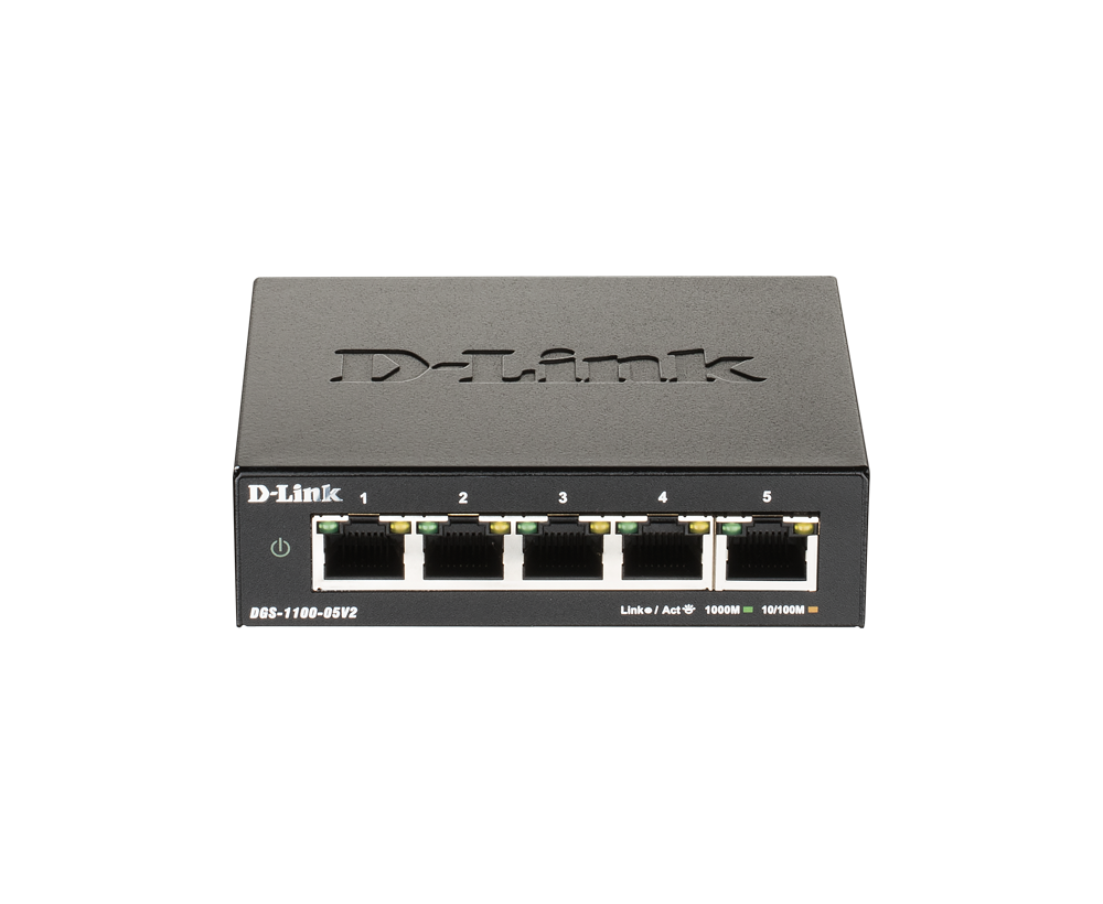 D-Link DGS-1100-05V2 5埠 Gigabit Easy Smart簡易智慧網管交換器 網管交換器（：來源頁提供官方型號與產品資訊）架構示意