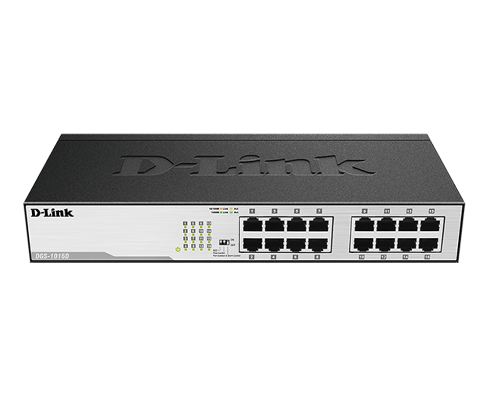 D-Link DGS-1016D 16 埠 Gigabit無網管交換器 網管交換器（：來源頁提供官方型號與產品資訊）架構示意