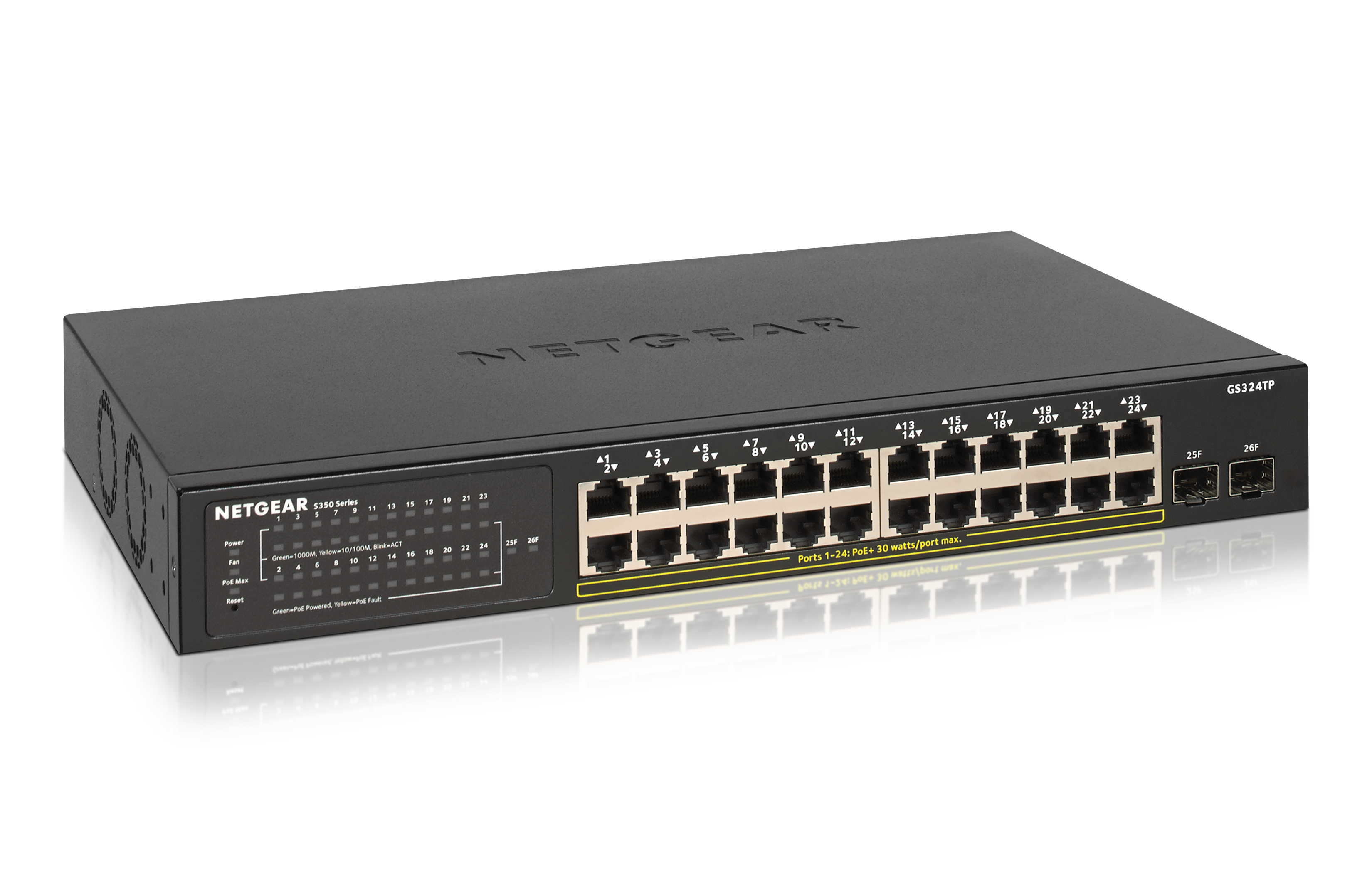 NETGEAR GS324TP 24-Port Gigabit PoE+ 智慧網管 Pro Switch 網管交換器架構示意