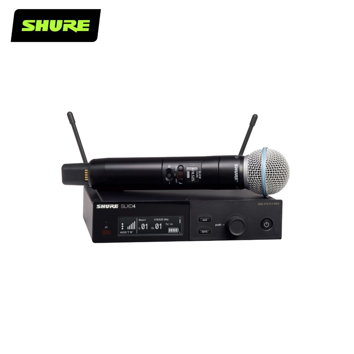 Shure SLXD24/B58 數位無線手持系統架構示意